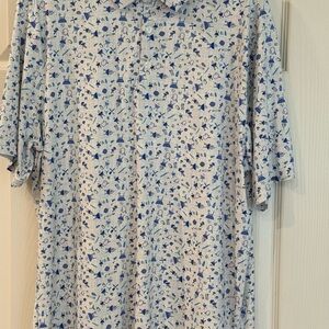 Men's Blue Patterned Golf Polo